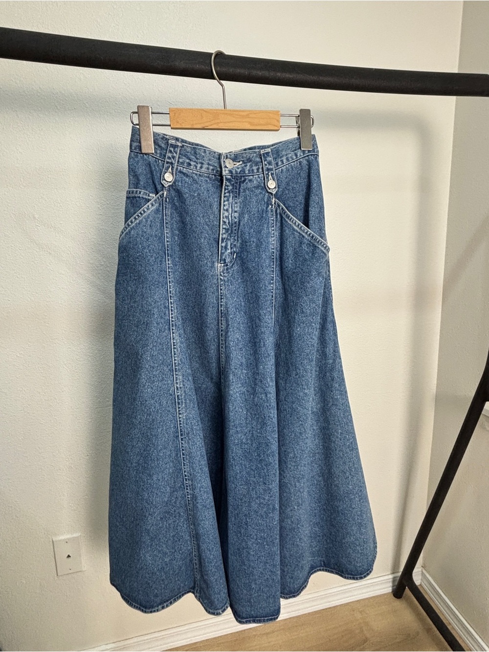 Lizwear Vintage High-Waist A-Line Denim Jeans Skirt - Blue